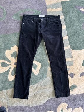 UNIQLO INES DE LA FRESSANGE PARIS LOW RISE BOOT LEG BLACK VELOUR PANTS SZ 27